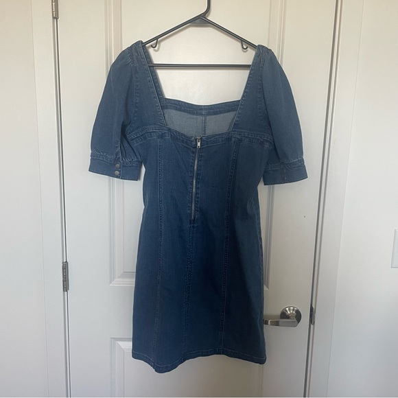 Denim Short Sleeve Mini Dress - Picture 2 of 3